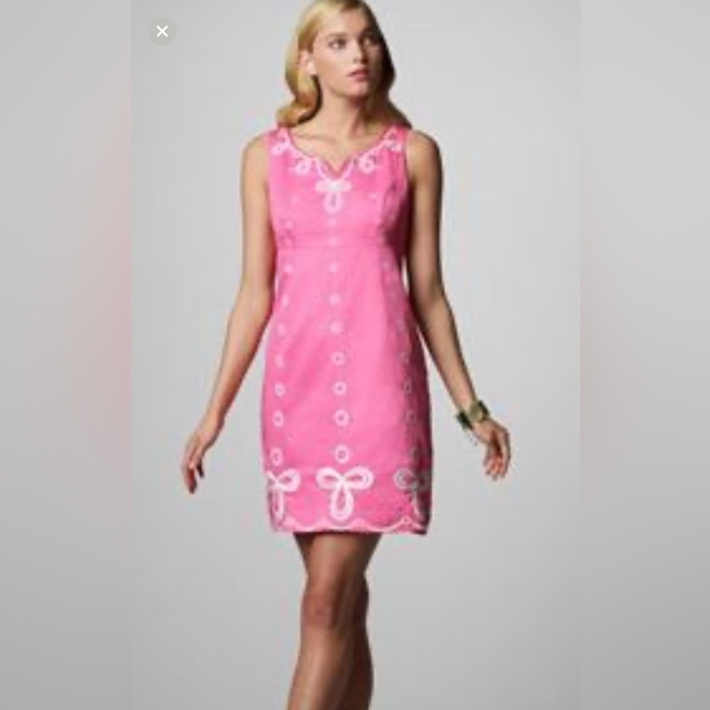 Lilly Pulitzer Pink Embroidered Sleeveless Shift Dress